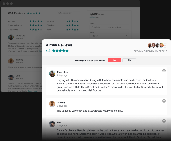 Agregue reseñas de Airbnb a su web