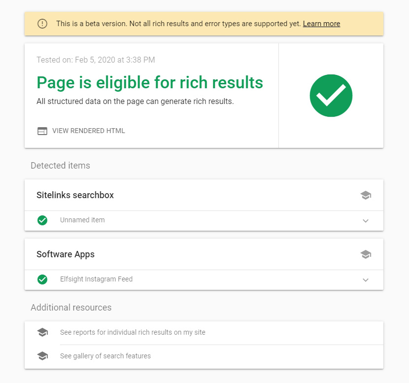 rich results text for recipe snippet